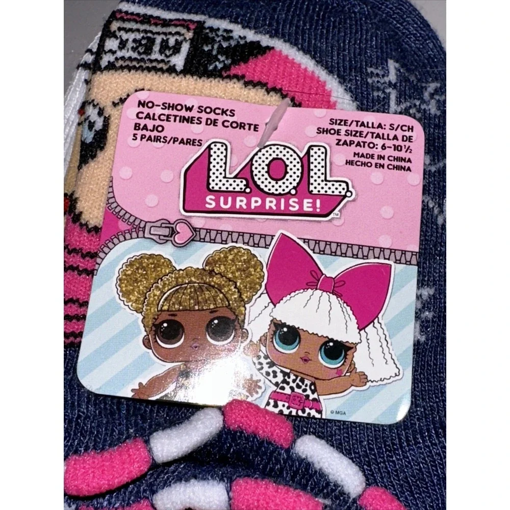 LOL Surprise Girl's Small Shoe Size 6-10 1/2 No Show Socks 5 Pair NEW NWT